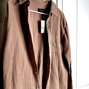 PacSun Men's Casual Tan Button Down Shirt